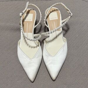Dolce Vita White Pearl-Trim Pointed Toe Heels